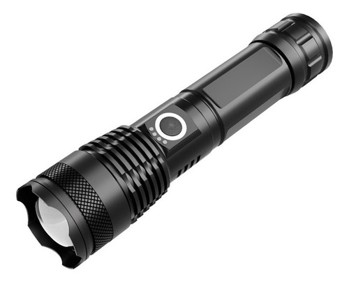 Linterna LED con zoom Jz Xhp70, linterna USB recargable, color negro, luz, color negro