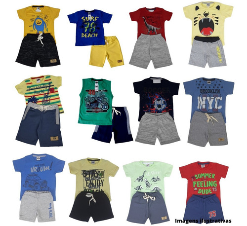 Kit 4 Conjunto Masculino Menino Roupa Infantil Short Moletom