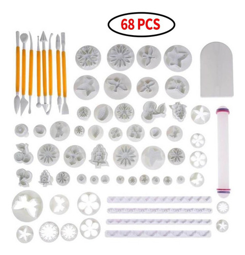 - 68 Moldes Cortadores Fondant Elastico Pastel Flores