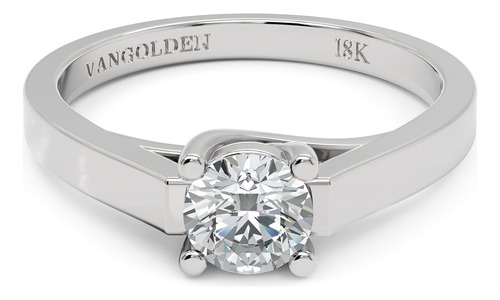 Anel De Noivado Solitário Ouro 18k Com Moissanite 50 Pontos