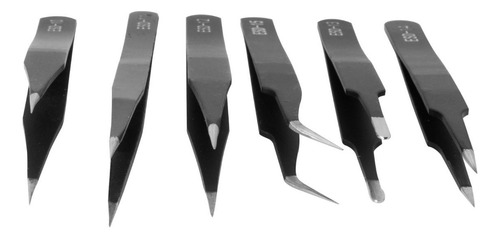 Juego De 6 Pinzas De Precisión Antimagnéticas De Acero Inox