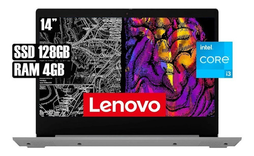 Laptop Lenovo Ideapad 14 Intel Core I3-1005 4gb Ram 128gb Color Platinum Gray