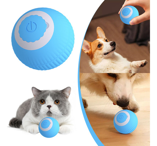 Bola Giratoria Automática Para Gatos Color Azul