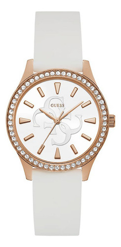 Reloj Guess Gw0359l2 Anna Quartz Mujer Correa Dorado Bisel Blanco