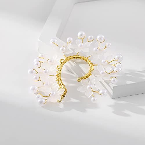 Ear Cuff De Elfo Con Perlas De Hadas, Pendiente Único Izquie