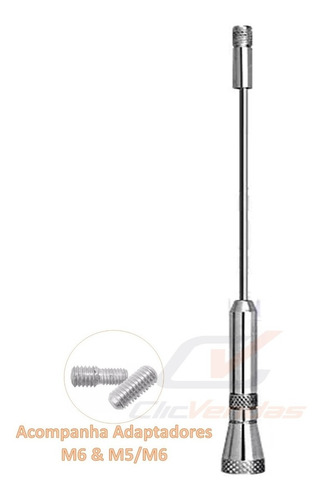 Haste Alumínio Antena De Teto Lisa Universal 20cm M5 M6