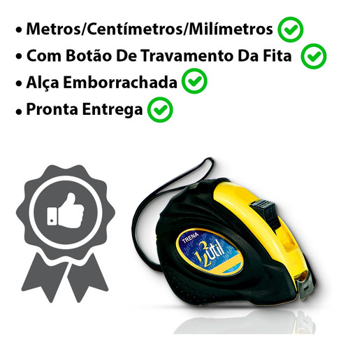 Imagem 5 de 8 de Trena De Bolso Fita De Aço 3 Metros X 1/2 Com Trava 123útil