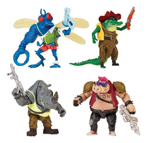 Tortugas Ninja Mutant Mayhem, Set De 4 Figuras De Accion