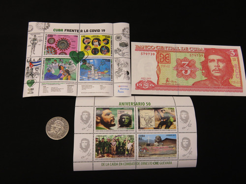 Estampilla Billete Y Moneda El Che Cubanos Set 4 Pzas