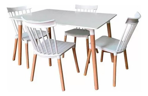 Juego Comedor Living Mesa Eames + 4 Sillas Windsor