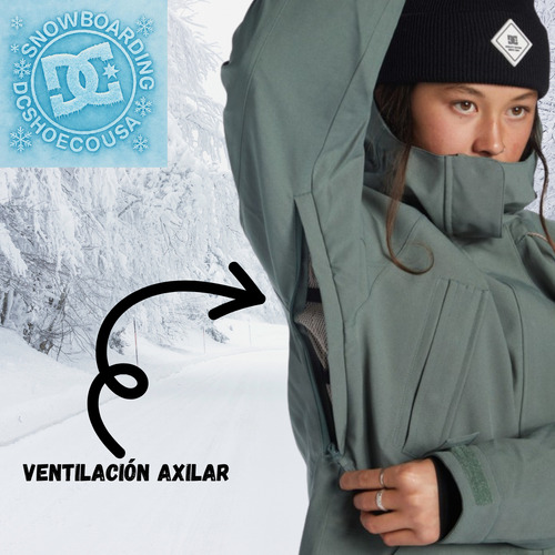 Campera De Nieve Mujer Dc Nieve Ski Snow Verde Musgo M Lisa