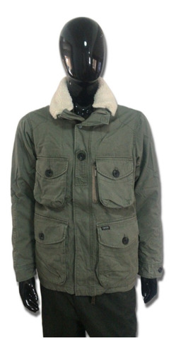 Chaqueta Hombre Foster Detalle Cuello Chiporro Desmontable Forro Acolchado Veab1 Verde