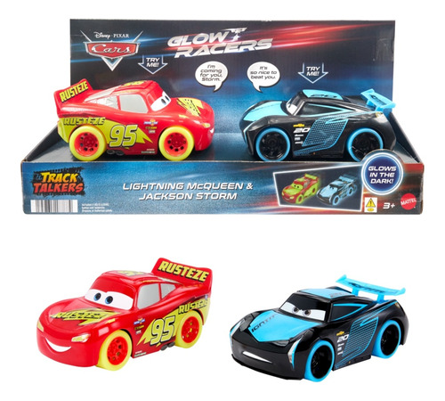 Pack 2 Pixar Cars Track Talkers Jackson Storm & Mcqueen Glow