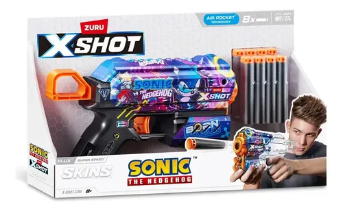 Lançador de Dardos X-Shot Skins Flux Sonic Super Speed Laranja e