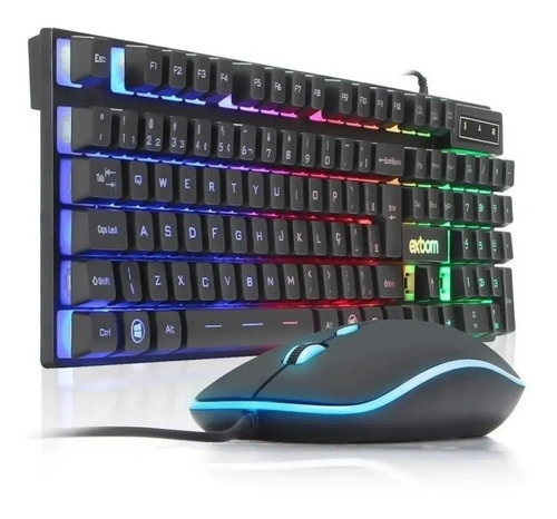 Kit Teclado Mouse Luminoso Semi Mecanico Exbom Bk- G550