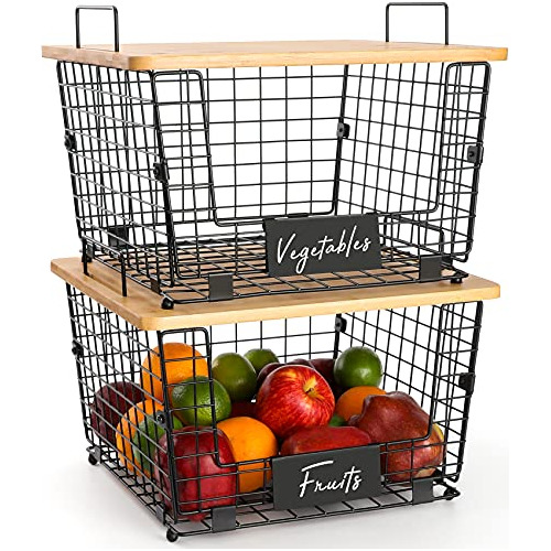 Cestas Apilables Para Encimera De Cocina Con Parte Superior