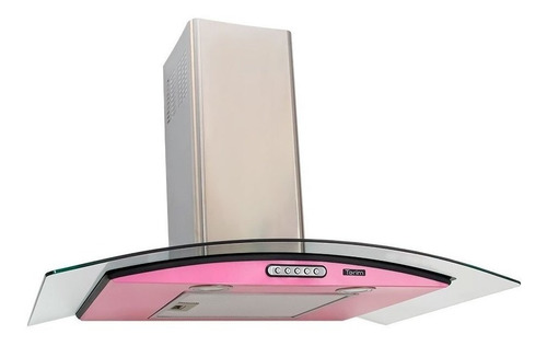 Exaustor Depurador de Cozinha Terim Vidro Curvo aço inoxidável de parede 60cm x 5cm x 45cm inox e rosa 110V