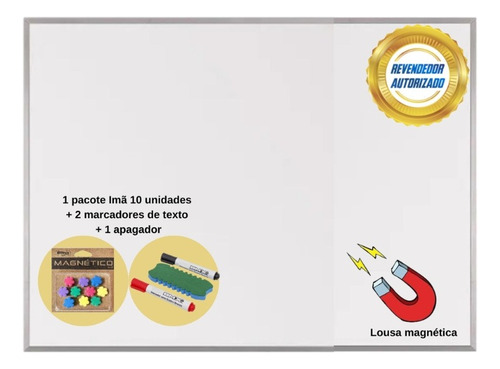Lousa Magnetica Kit Completo Apagador Imã Marcador 120x90cm