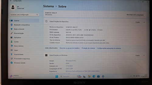 Notebook Sony Vayo Vpccw21fx Preto (Usado)