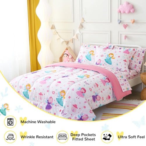 Viviland Edredón Doble Para Niñas Con Juego De Sábanas ' Jue