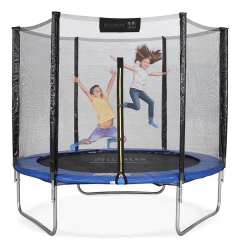 Cama Elástica Dellorean Red De Seguridad Para Niños 3mts Lona De Salto Negro Cobertor De Resortes Azul