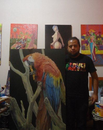 Guacamaya , Pintura Al Oleo ,pintado A Mano