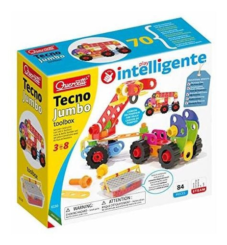 Quercetti - Tecno Jumbo Caja De Herramientas - 84 Piezas De 