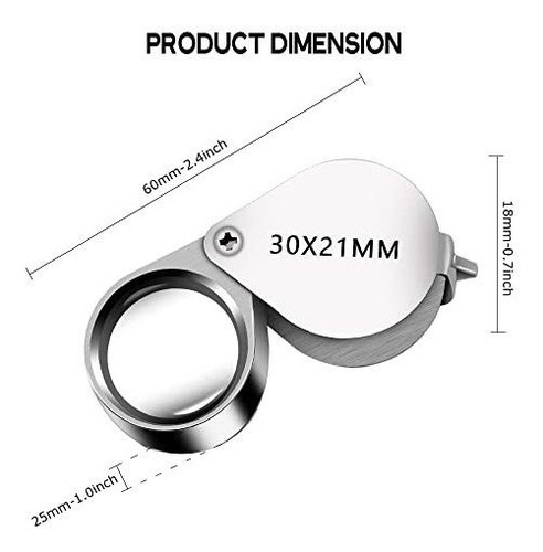 Lupa Jewelers, Lupa, Bolsillo, Plegable, 30 X 21 Mm, Ojo De