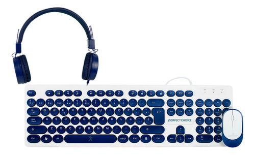 Kit De Teclado Y Mouse Perfect Choice Farben 3 En 1 Alambric Color Del Mouse Azul Color Del Teclado Azul