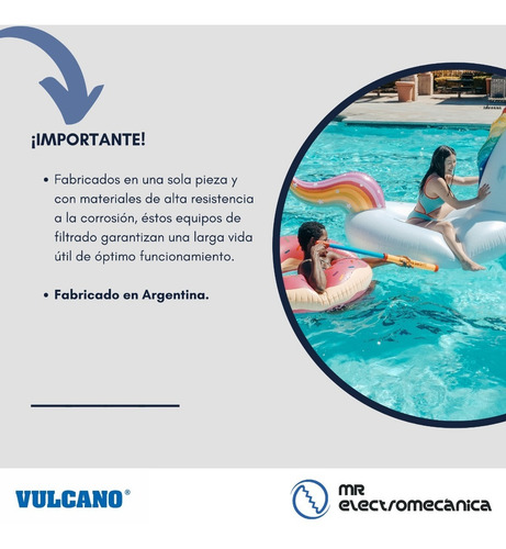 Imagen 5 de 10 de Kit Vulcano Pileta 20000: Filtro Vc10 + Bomba 1/2hp + Carga