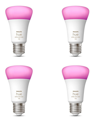 Philips Hue Lampara Led E27 Color 9w 1100 Lm X 4