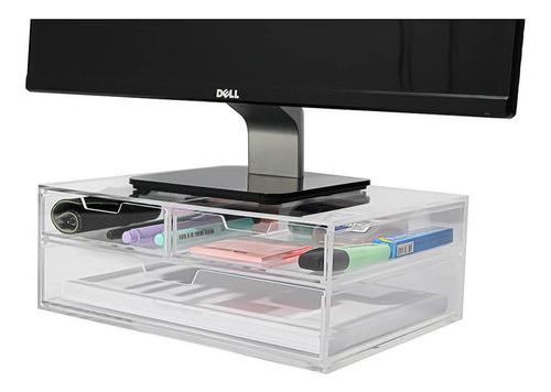 Gaveteiro Acrílico Escritório Home Office Com 3 Gavetas