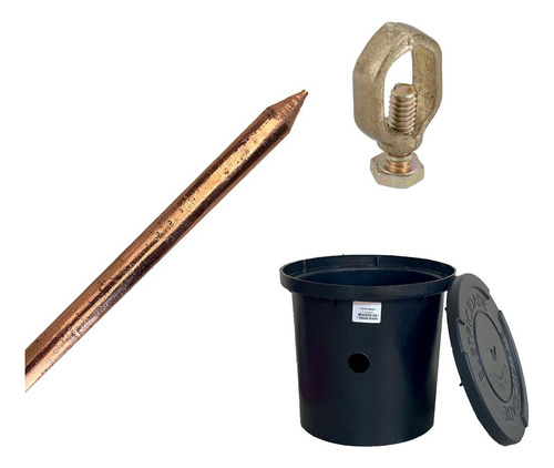 Kit Com Caixa De Inspeção + Grampo Simples + Haste 12x1000