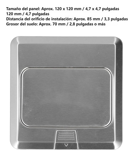 Kit Caja De Piso Pop Up Metálica 2 Tomas 16a + Type-c + Usb