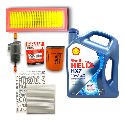 Kit 4 Filtros + Aceite Shell Hx7 Fiat Palio Siena 1.4 Evo