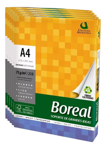 Resma A4 Boreal 75g (caja X5) Dist Oficial Envio Gratis X2 C