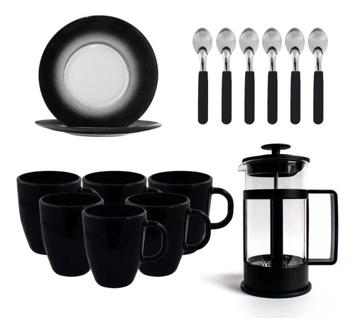 Juego De Cafe Te Negro Cafetera Tazas Platos Cucharitas 19pz