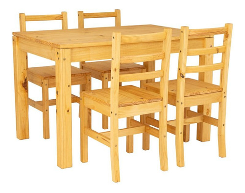 Juego De Comedor Mesa Y 4 Sillas Madera Maciza Rustico Hogar