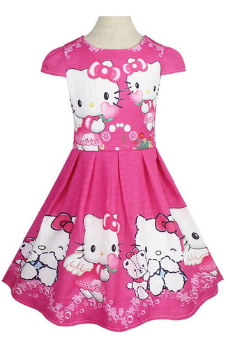 Vestido Infantil De Hello Kitty Para Niña De 3 A 8 Años