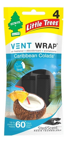 Pacote de 3 purificadores de ar Little Trees Vent Wrap, fragrância e perfume de coco