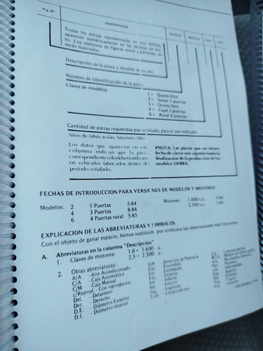 Catalogo De Repuestos Ford Sierra