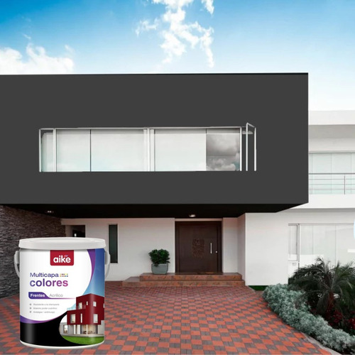 Pinturaa Latex Aike Frentes Color Gris Exterior X 4 Lts Acabado Mate