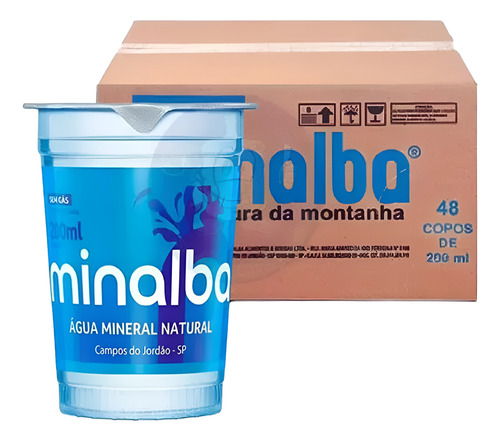 Kit 48 Un Agua Mineral Minalba Sem Gas Copo 200ml