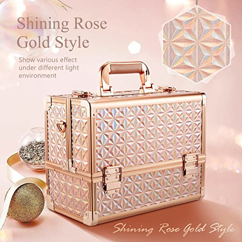 Estuche Profesional De Maquillaje (dorado Rosa)