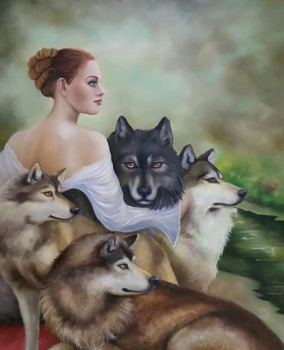 Entre Lobos/pintura Al Óleo/lienzo/120 X 100/original