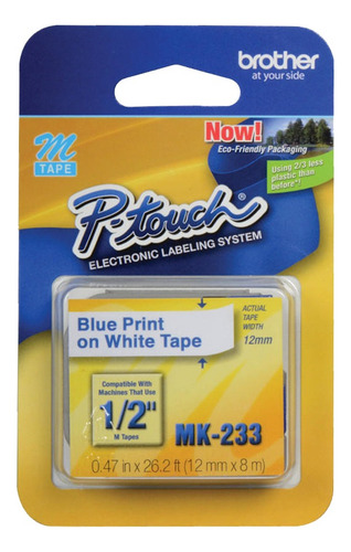Fita Brother Mk-233 12mm Azul Sobre Branco Cor Azul-Branco