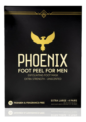 Paquete De 4 Phoenix Foot Peel Para Hombre, Extra Grande, E.