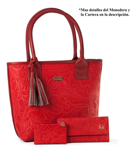 Imagen 5 de 5 de Bolso De Piel Cincelado Soraya Bolsa Dama Artesanal Env Full