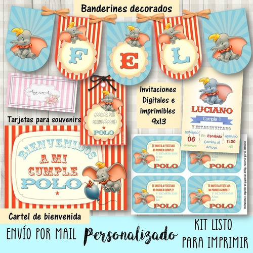 Kit Imprimible Dumbo Circo Vintage Mod.1 - Deco Candy