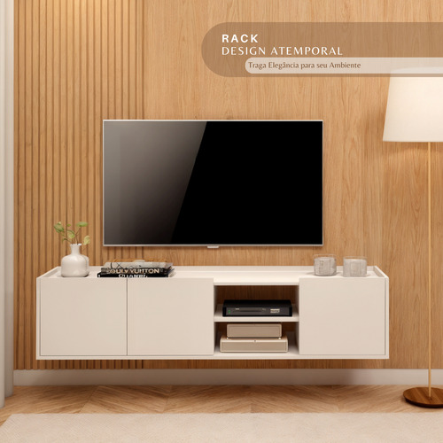 Rack Tv Suspenso Ate 55 Polegadas Para Sala Home Multiuso Branco